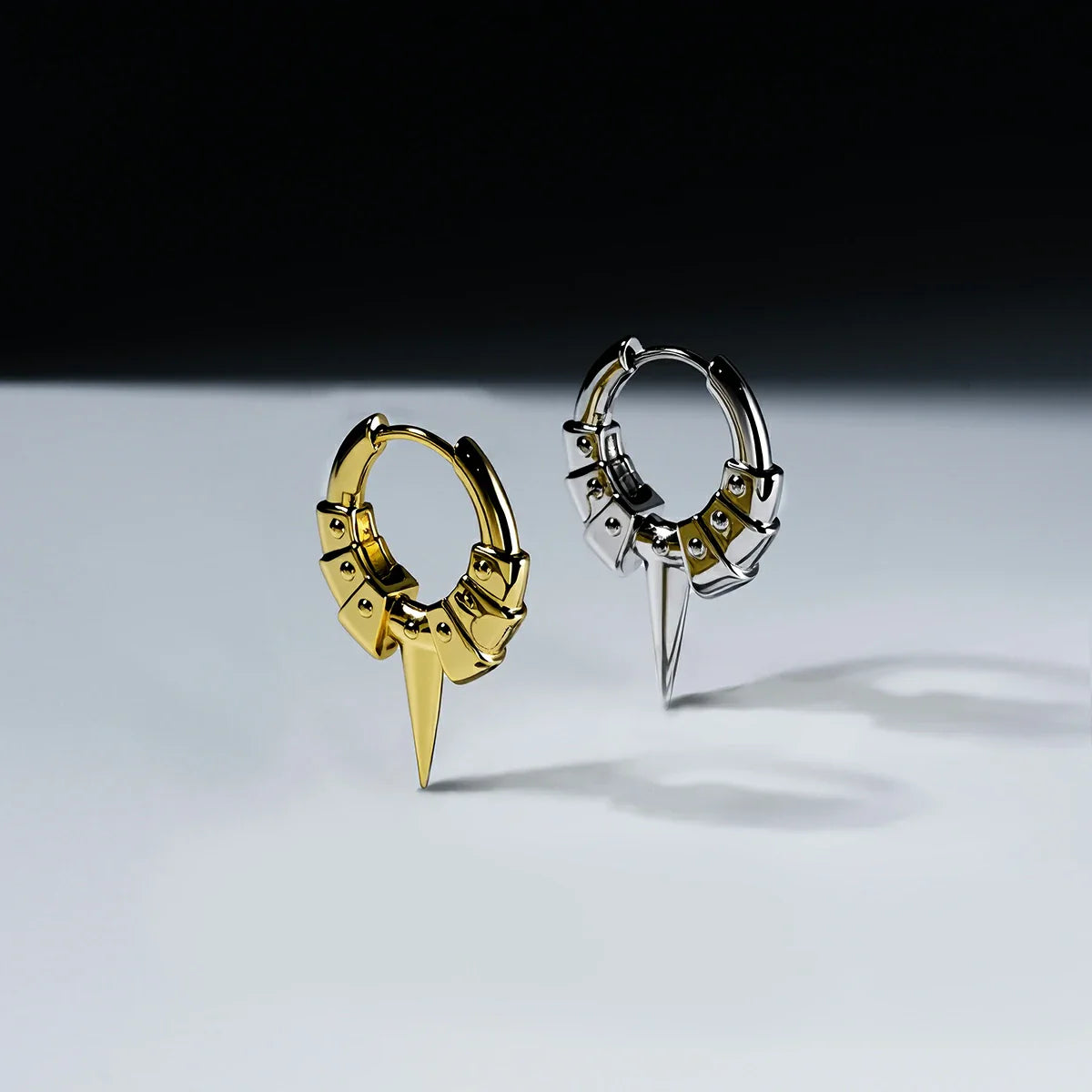 INTERLOCK SPIKE HOOP EARRINGS